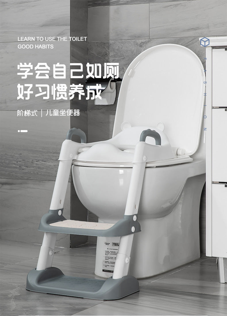 Baby Folding Potty Plastic Portable Stair Handrail Seat Ring Auxiliary Children's Toilet Ladder Rack